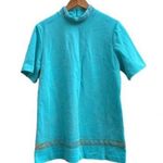 Montgomery Ward 1970's 2 Piece Turquoise Skirt Smock Blouse Set Lace Trim NOS Blue Size 16 Photo 0