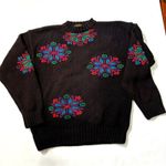 Eddie Bauer Vintage 90s multicolor snowflake Black Crew neck sweater Medium Photo 0