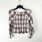 American Eagle  Plaid Long Sleeves Smocked Bodice  Y2K Baby Doll Crop Top Small Photo 1
