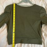 NWOT Sexy Dark Green Front Knot Crop Top Long Sleeve Size Medium Photo 4