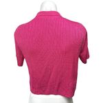 Nati Vozza Pink Ribbed Button Down Short Sleeve Collar Crop Polo Sweater Top M Size M Photo 1
