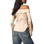 Anthropologie  Off The Shoulder Silky Button Down Shirt Size M NEW Steampunk Photo 7