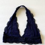 French affair  Bra Womens Small Blue Halter Lace Bralette Photo 0