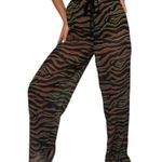 Missguided  Women’s Zebra Sheer Beach Cover Up Pants 6 NWOT Photo 0