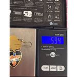 Vintage Cloisonne Dangle Earrings Gold Tone Heart Flowers Hooks 1.5" Estate Black Photo 4