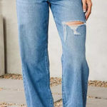 Levi's Baggy Dad Jeans Size 27 Color-In The Middle Blue Wash Loose Destructed Photo 0