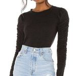 NWT Free People Natasha ruched sleeve top in black Size M Photo 0
