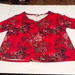 Pioneer Woman dark pink floral knit top shirt blouse 3/4 length sleeve v Photo 4