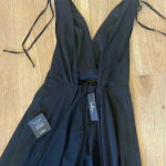 Lulus New Dance the Night Away Maxi Gown Black Surplice Dress Medium Formal NWT Photo 12