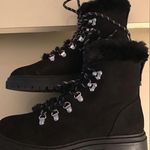 J.Crew women black suede fur hiking boots US 7 Photo 4