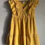 Knox Rose  Short Ruffle Sleeve Button Front Yellow Mini Sun Dress Size XS Photo 2