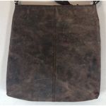 Estalon Dark Brown Distressed Leather Crossbody Bag Purse Photo 1