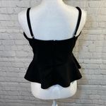 H&M Peplum Blouse with Sheer Panels Black-Medium Photo 2