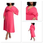 ASOS DESIGN Curve Batwing Twist Front Midi Skater Dress In Raspberry Size 14 Photo 1