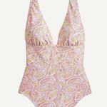 J.Crew Eco Plunge V-Neck One-Piece Swimsuit in Beach Paisley Photo 0