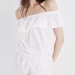 Madewell White Off the Shoulder Swiss Dot Romper Size S Photo 0