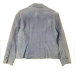 Live a Little Vintage  Suede Leather Jacket Blue Button Snap Boho 90s Y2K Large Photo 1
