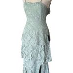 Lulus  Mint Green Lace Tiered Maxi Dress With Spaghetti Straps Side Slit SZ S NWT Photo 3