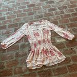 Princess Polly  Cream & Red Floral Sheer V-Neck Wide Smocked Waist Mini Dress 8 Photo 12