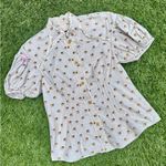 Free People  Tiny Floral Bouquets Puff Sleeve Button Down Shirt Photo 0