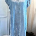 Oso Casuals dress Short sleeve M Blue White Striped Button Front Pleated Back Size M Photo 0