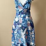 Hutch  | Anthropologie Blue Floral Midi Dress Sz 12 Photo 0