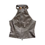 Wild Fable Waxed Twill Utility Top Brown High Neck Buckle Zip Front Woman’s Size S Photo 1