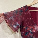 VONE Mireya Floral Ruffle Faux Wrap Midi Dress Red Size 2 Photo 6