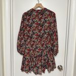 Entro  | Floral V Neck Button Front Long Balloon Sleeve Chiffon Mini Dress, S Photo 1
