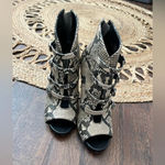 Karl Lagerfeld  Paris cardi peep toe snakeskin booties size 7 Photo 3