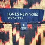 Jones New York Women’s Size 6 Boho Ikat Midi Skirt Flowy Earthy Tones Artsy A-Line Red Black Photo 7