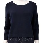 J.Crew  eyelet lace hem navy sweater Photo 0