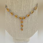 Citrine Silver 925 Teardrop Lariat Necklace Yellow Photo 4