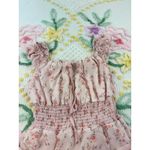 SheIn  Floral Tiered Midi Dress Off Shoulder Smocked Waist Short Sleeve Pink M Photo 11