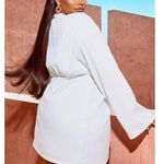 Pretty Little Thing White Muslin Drape Detail Plunge Neckline Dress Size 14 XL Photo 4