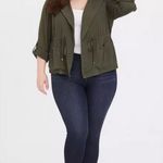 Torrid Size 0 Olive Green Drape Anorak Jacket LG 12 Utility Cargo Cinched Waist Photo 1