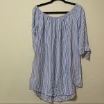 Cupcakes & Cashmere Blue Striped Off Shoulder Shirt Dress Womens M Beachy Summer Size M Photo 7