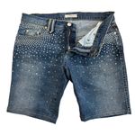 Blumarine US 4 Swarovski Crystal Embellished Denim Shorts Logo Plaque Vintage Blue Photo 8