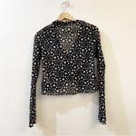 Free People Marne Star Print Sheer Mesh Tie Front Coquette Blouse Top Size S Photo 6
