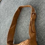 Tan Faux Leather Woven Shoulder Bag | Boho Minimalist Hobo Purse Photo 8