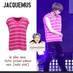 Jacquemus  Le Gilet Neve Sweater Vest‎ Sz Small Pink Striped Fuzzy Photo 2
