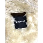 EXPRESS  VTG Faux Suede Fur Brown Moto Bomber Jacket Womens S Zip Buckles Y2K Photo 8