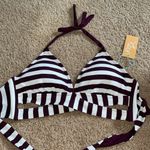 Kona Sol  Burgundy and White Striped Bikini Top size medium swim wear bikini top Photo 6