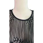 Haute Monde Blouse Womens M Sheer Floral Embossed Sleeve Fray Hem Black Whimsey Photo 7