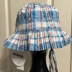 💖 NWT Mario's Pleated Bucket Hero Hat in Blue Tartan Print Photo 1