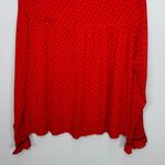 Ganni  Mullin Georgette Blouse US 4 Red Black Polka Dot Sheer‎ Long Sleeve Ruffle Photo 8