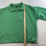 J.Crew Sz L Terry Half -Zip Pointelle Sweatshirt Green Drawstring Long Sleeves Photo 13