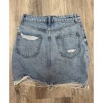 ZARA  Denim Mini Skirt Medium M‎ Light Wash Distressed Ripped Raw Hem Womens Photo 2