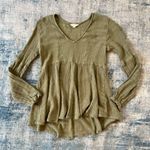 Sim & Sam Green Ruched Fabric Long Sleeve Boho Top Small Photo 2