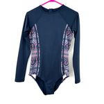 Roxy Size M Long Sleeve One Piece Rashguard Multicolor Side Panel Print Surfgear Photo 1